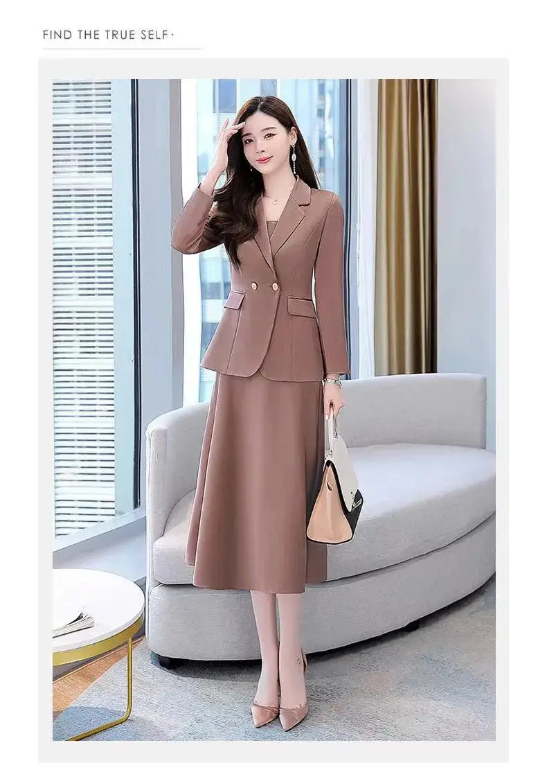 Korean Style Slim Suit Women Beige 2-Piece Suit — feature 9
