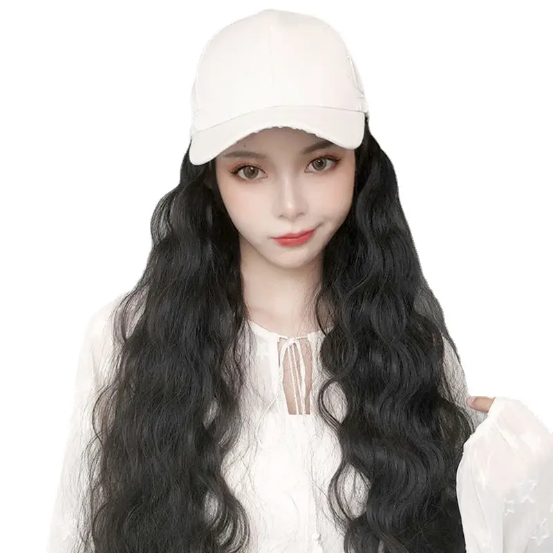 Women Baseball Cap with Long Curly Hair Wig - Image 5