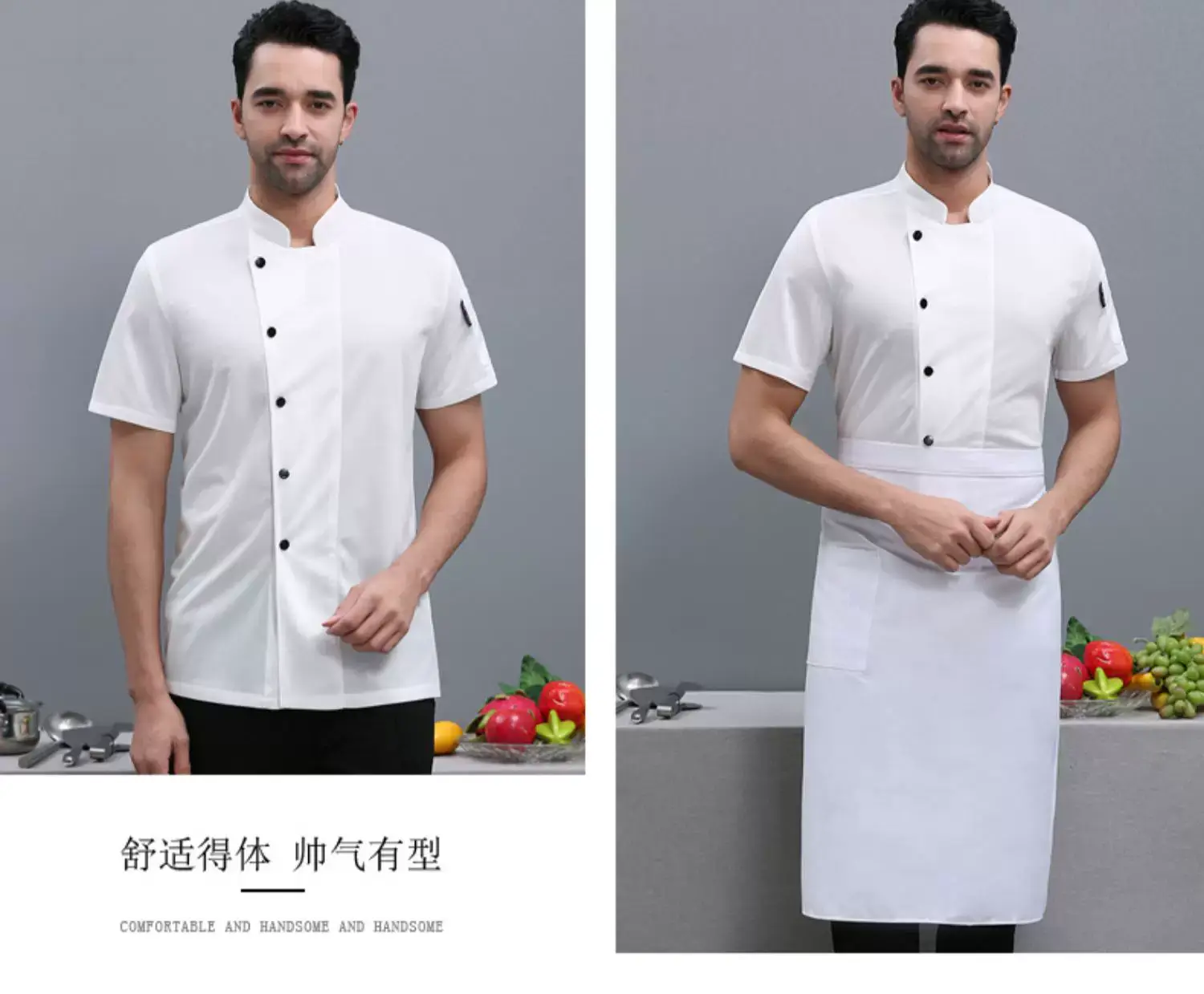 Men Navy Blue Kitchen Overalls Short Sleeve Mesh — feature 20