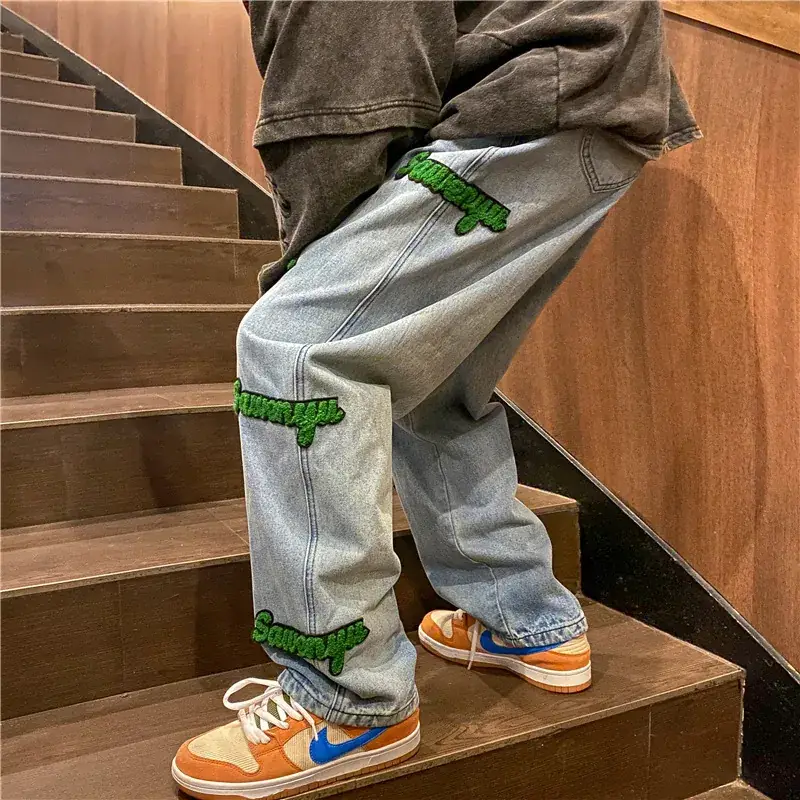 Men's Green Embroidered Wash & Wear Pants Set