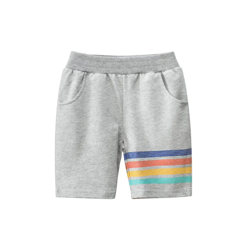 27Kids Korean Style Boys Shorts Gray Rainbow Stripes Dropshipping - Image 2