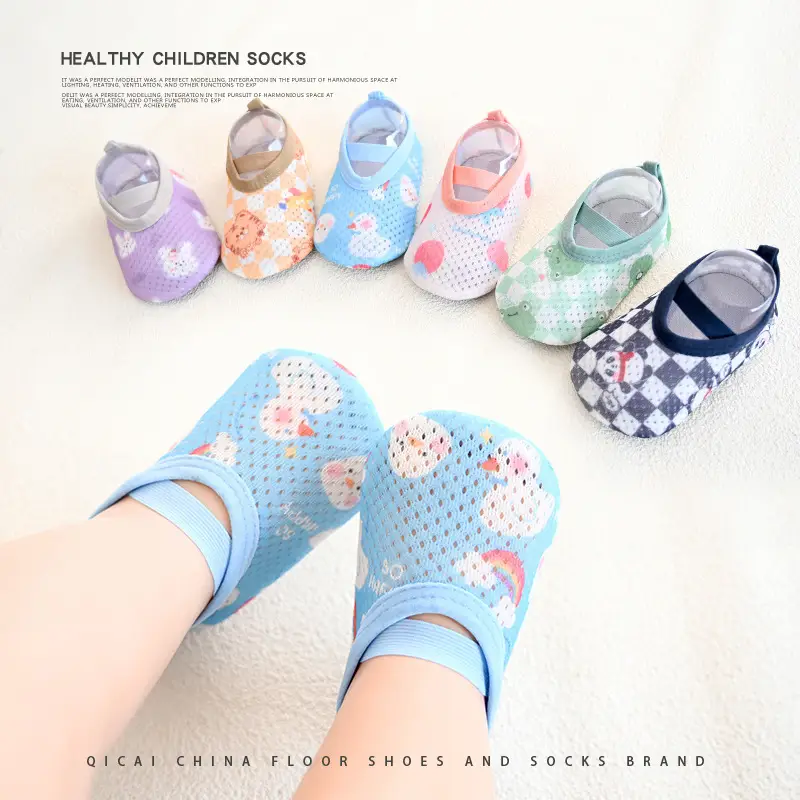Toddler Mesh Baby Floor Socks Green Checkered - Image 8