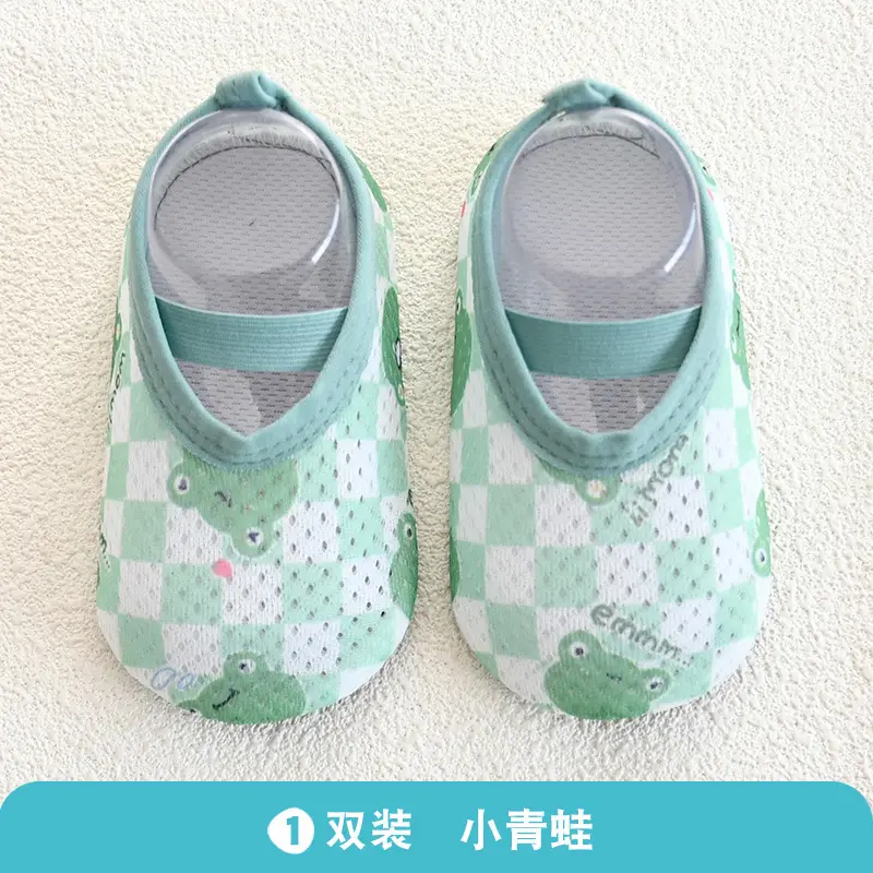 Toddler Mesh Baby Floor Socks Green Checkered - Image 2