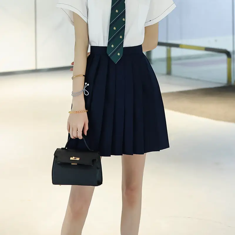 Black Pleated JK Skirt with High Heels for Women - Image 4