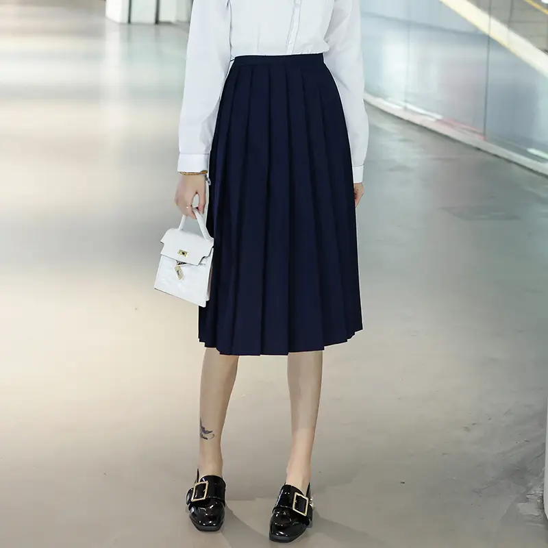 Black Pleated JK Skirt with High Heels for Women - Image 5