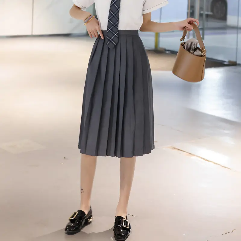 Black Pleated JK Skirt with High Heels for Women - Image 8