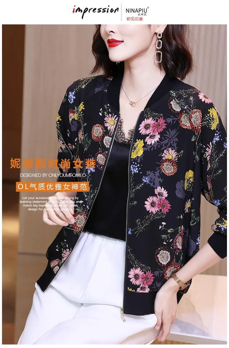 Women Floral Chiffon Jacket Black Large Size 2025 — feature 2