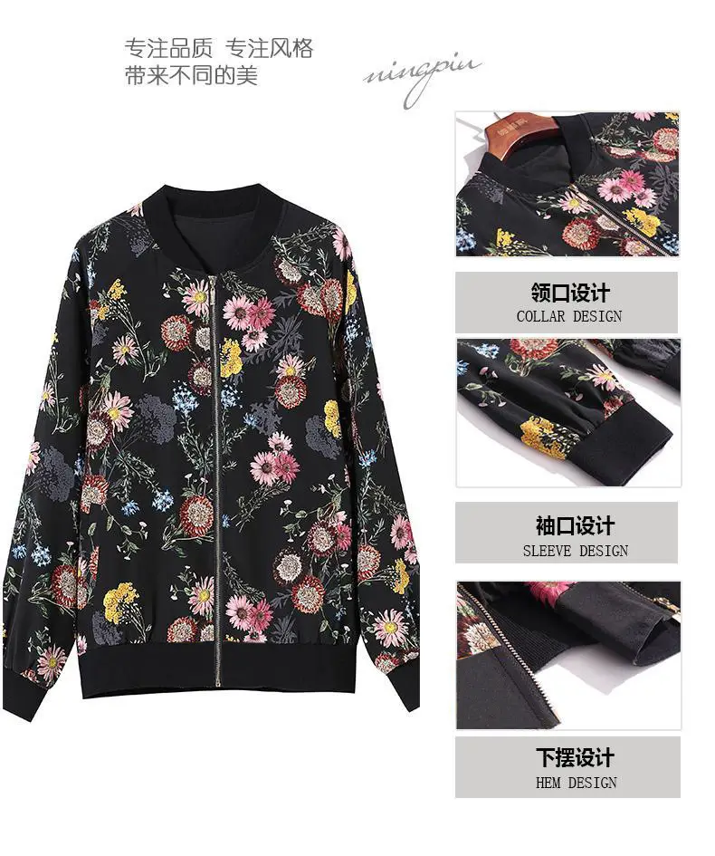 Women Floral Chiffon Jacket Black Large Size 2025 — feature 4
