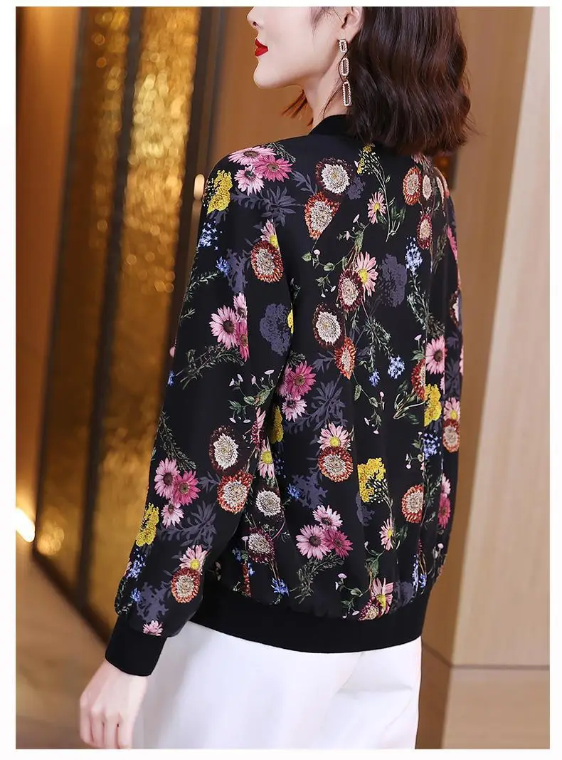 Women Floral Chiffon Jacket Black Large Size 2025 — feature 9
