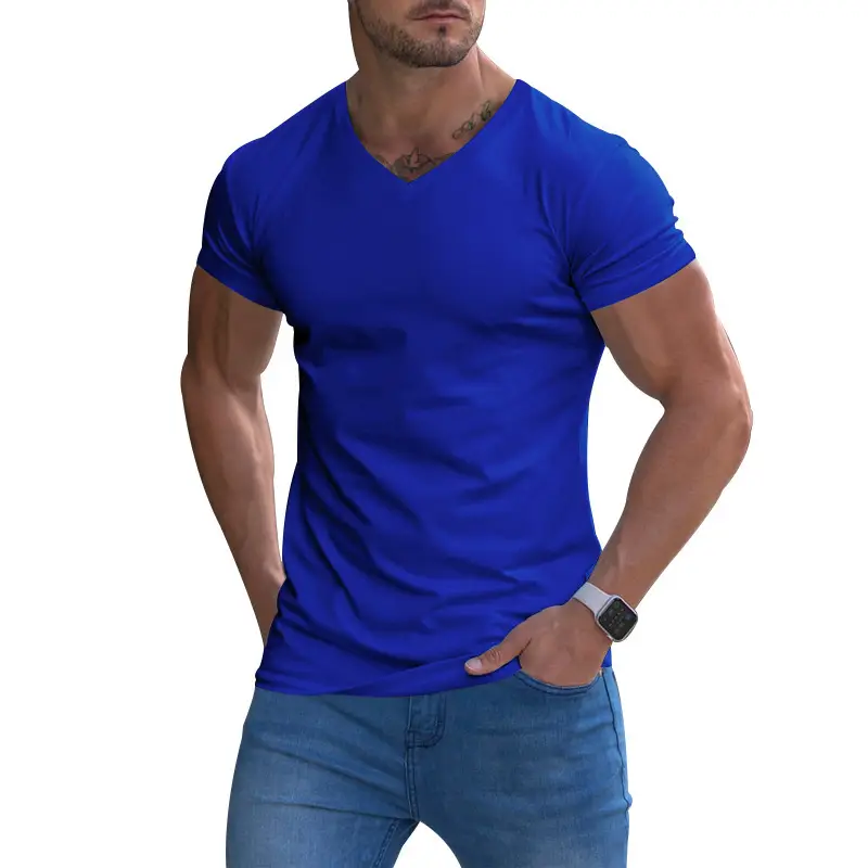 Men V-Neck Sweat Wicking Maroon T-Shirt 2023 - Image 10