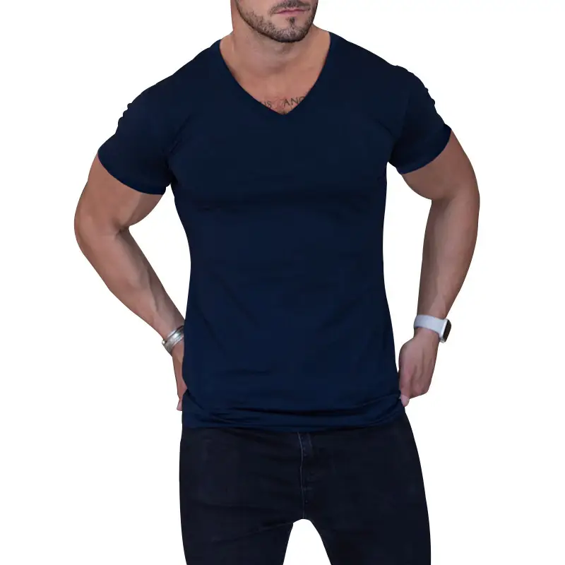 Men V-Neck Sweat Wicking Maroon T-Shirt 2023 - Image 11