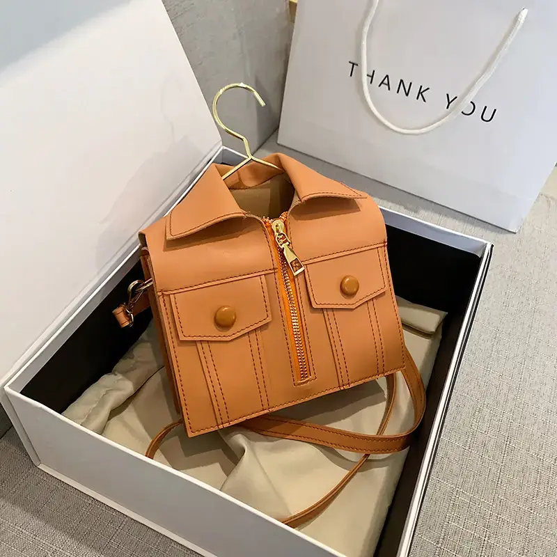 Tanned Leather Shoulder Messenger Bag with Hanger
