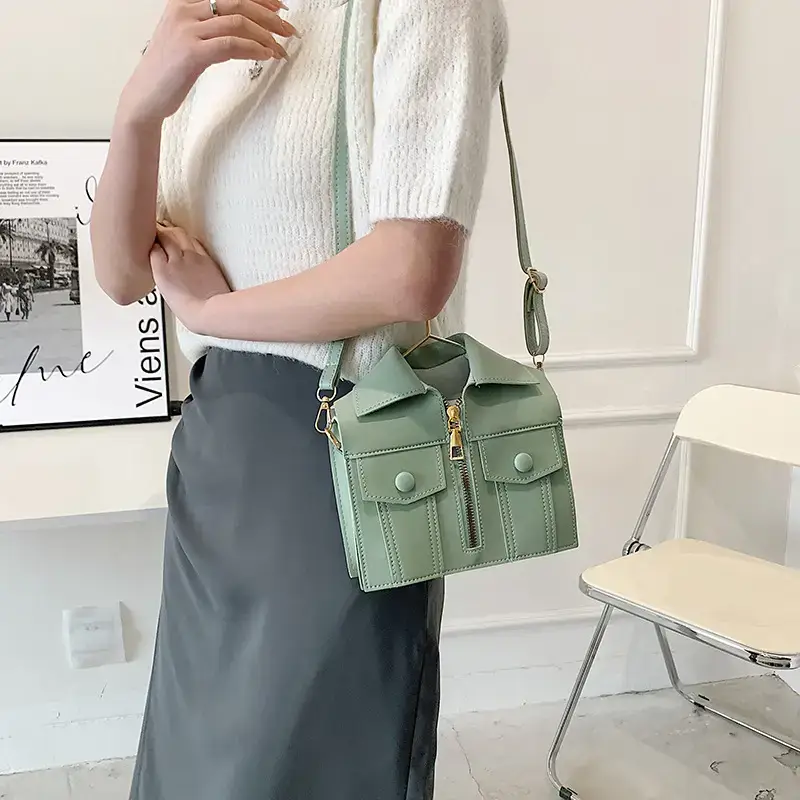 Tanned Leather Shoulder Messenger Bag with Hanger