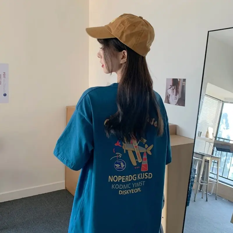 Front & Back Printed Korean Style Women's T-Shirt
