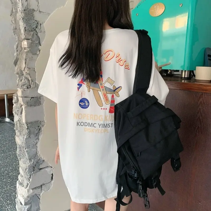 Front & Back Printed Korean Style Women's T-Shirt