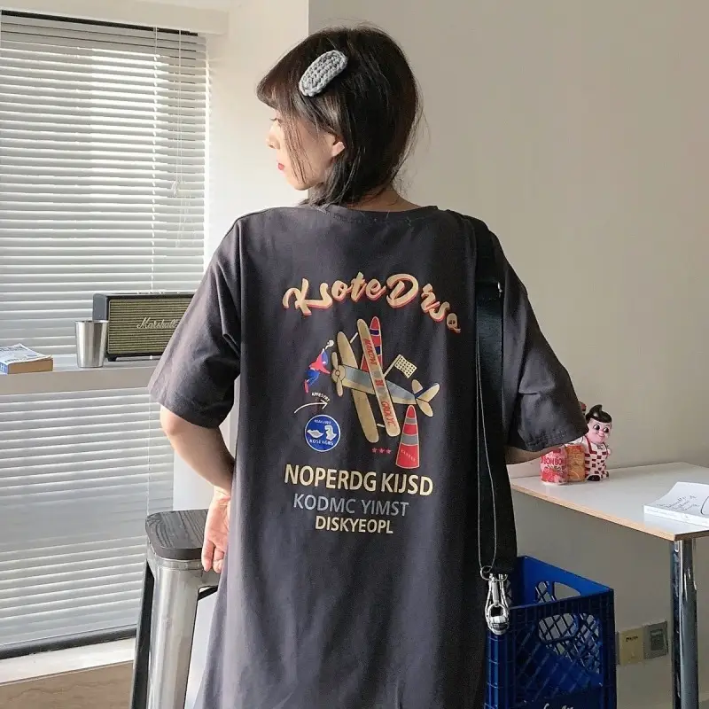 Front & Back Printed Korean Style Women's T-Shirt