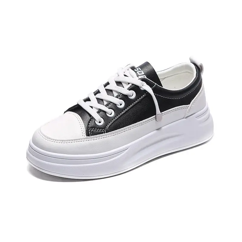 White Korean-style Women's Platform Sneakers - Image 9