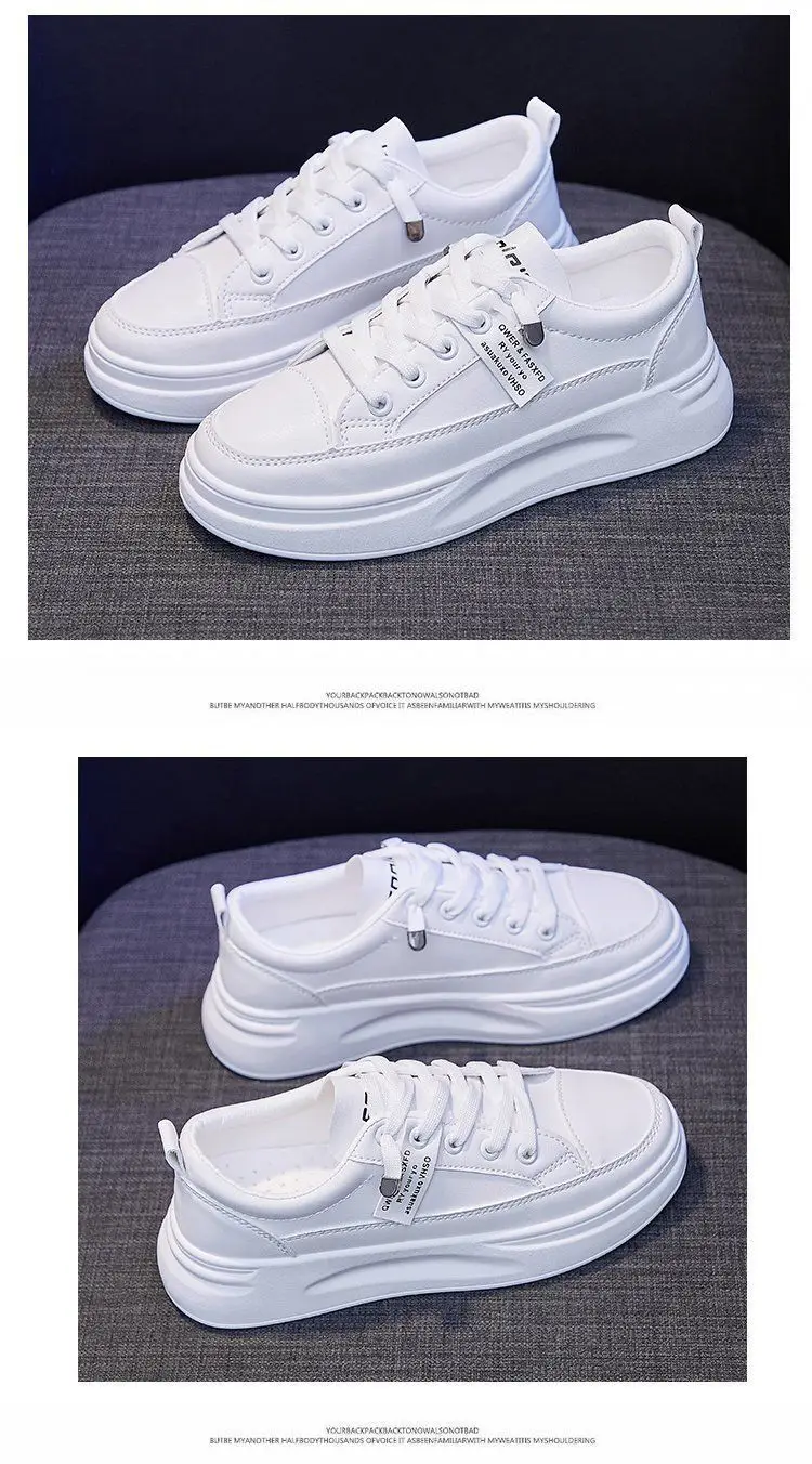 White Korean-style Women's Platform Sneakers — feature 11
