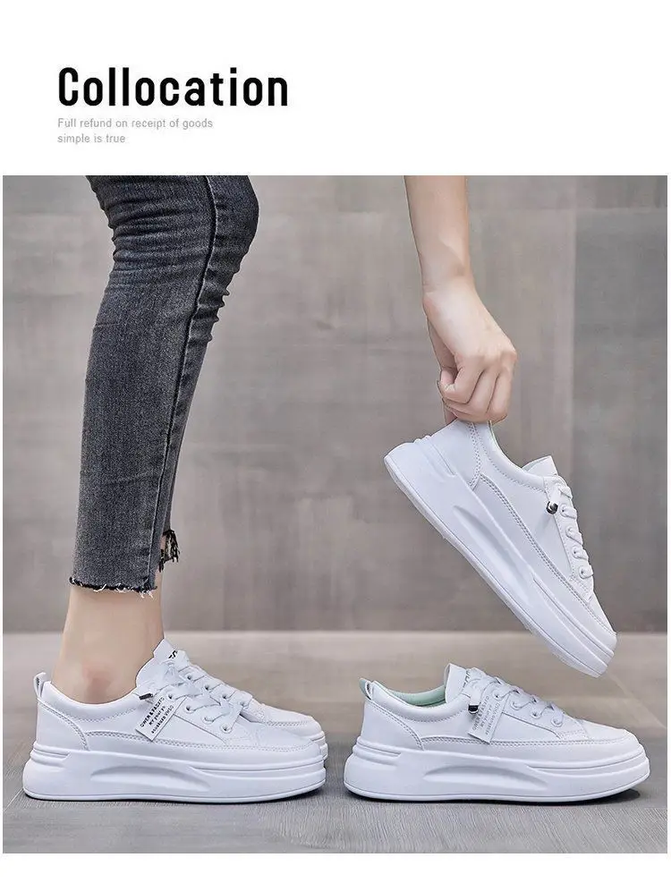 White Korean-style Women's Platform Sneakers — feature 3