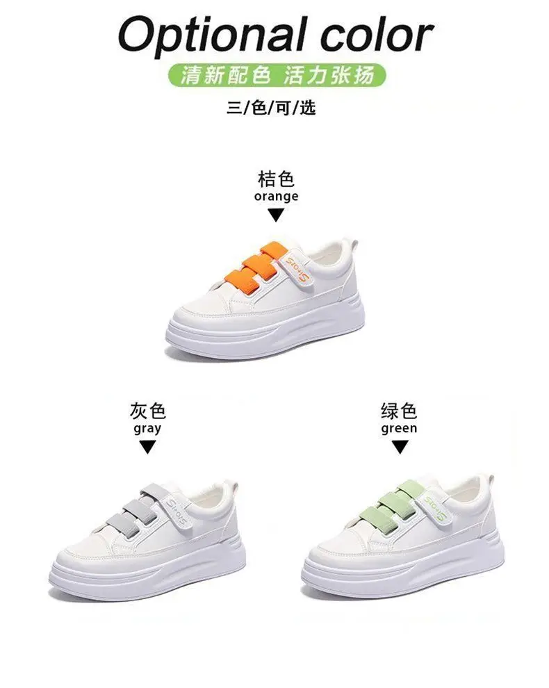 Women's White Velcro Flat Shoes 2023 Spring — feature 3