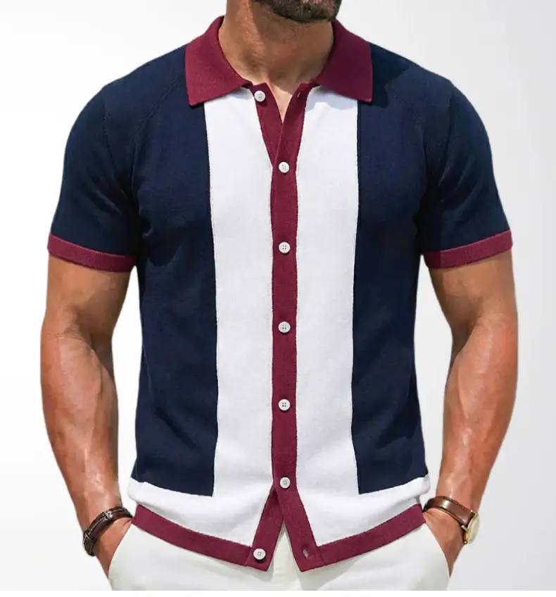 Men's Navy Maroon Polo Shirt SY0008 — feature 1