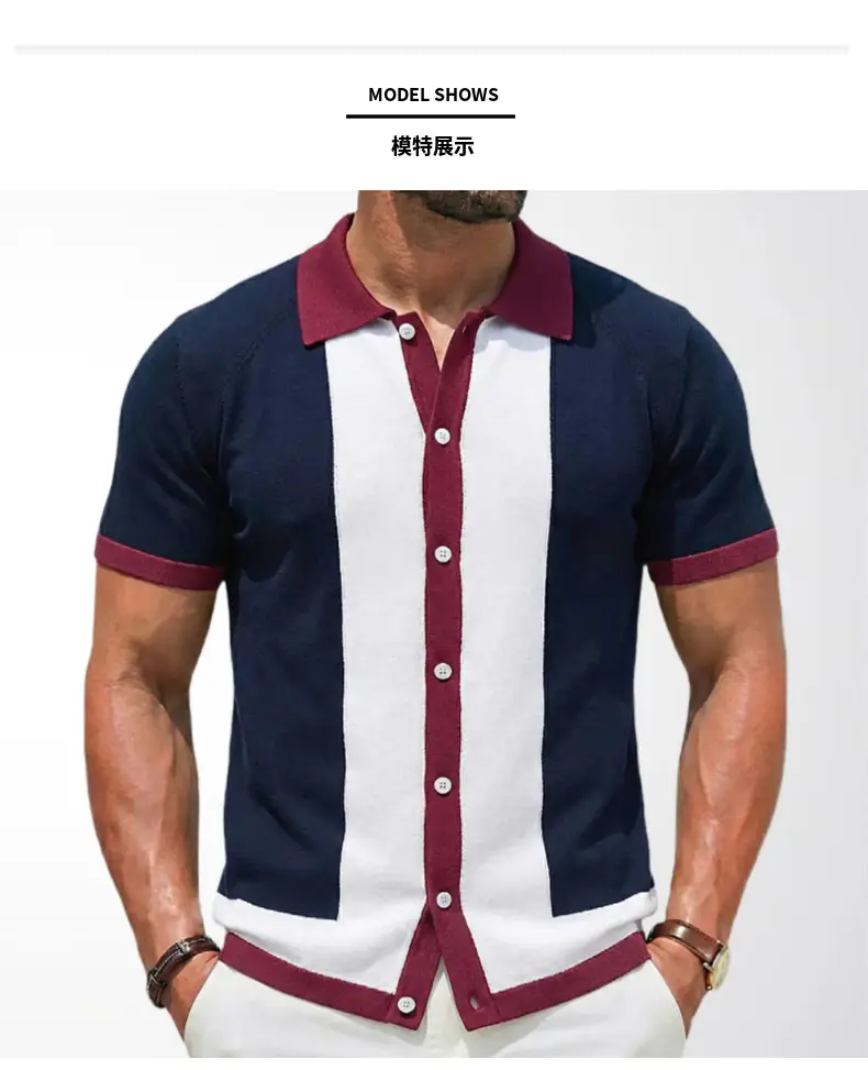 Men's Navy Maroon Polo Shirt SY0008 — feature 5
