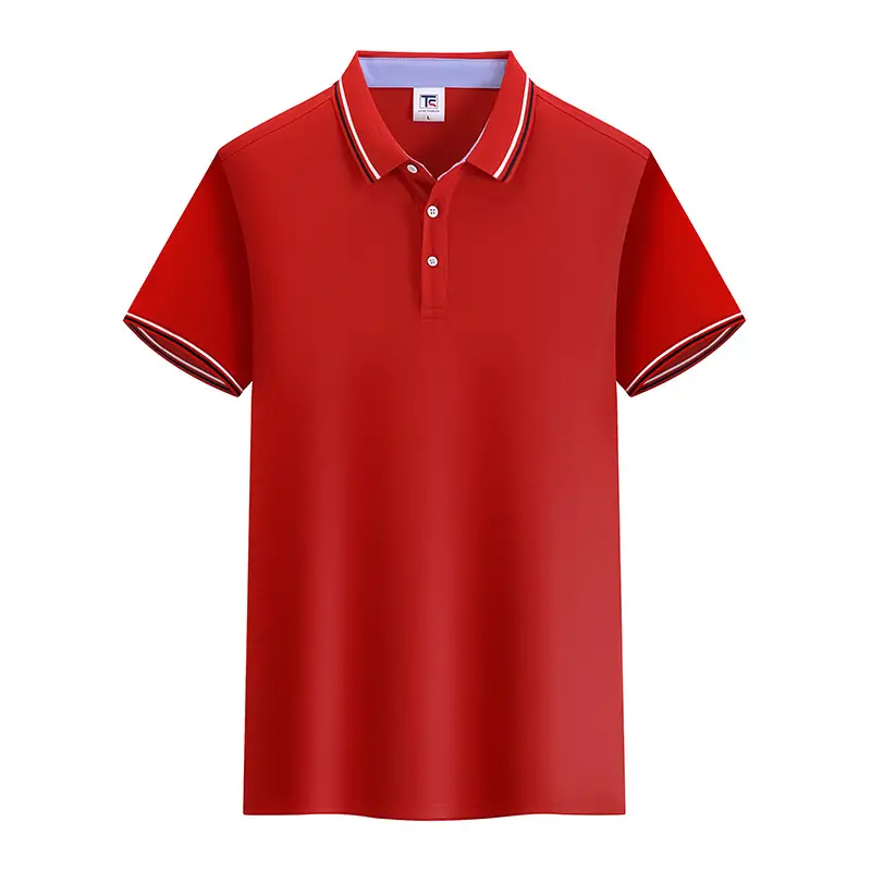 Men Navy Polo T-Shirt with Red Trim