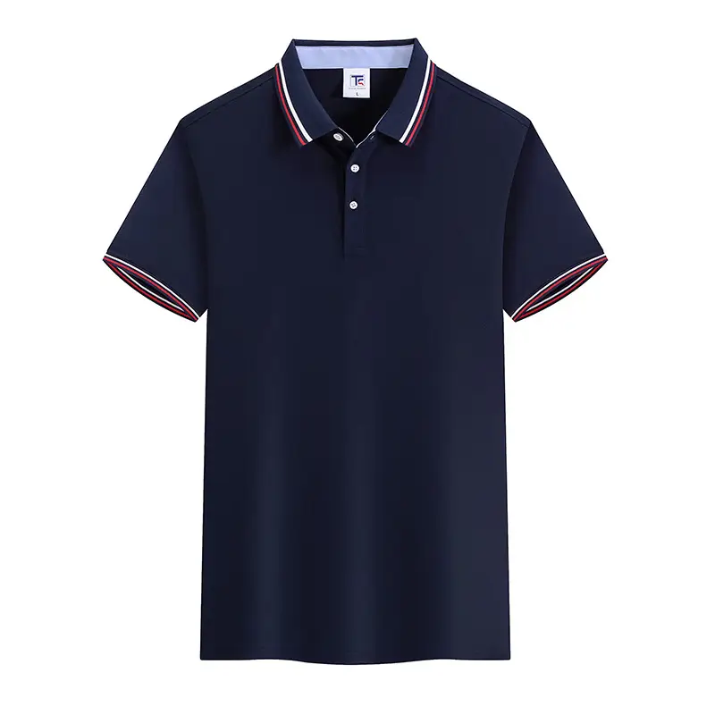 Men Navy Polo T-Shirt with Red Trim