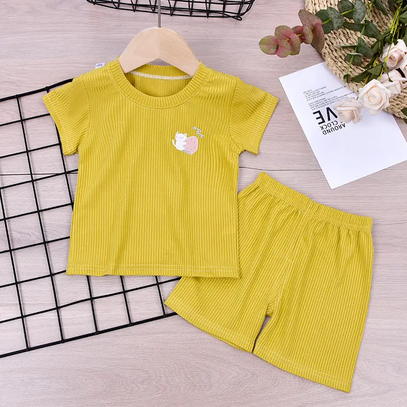 Girls Blue Cartoon T-Shirt Shorts Set Summer Cotton - Image 11