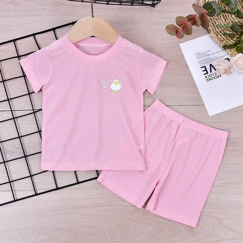 Girls Blue Cartoon T-Shirt Shorts Set Summer Cotton - Image 6
