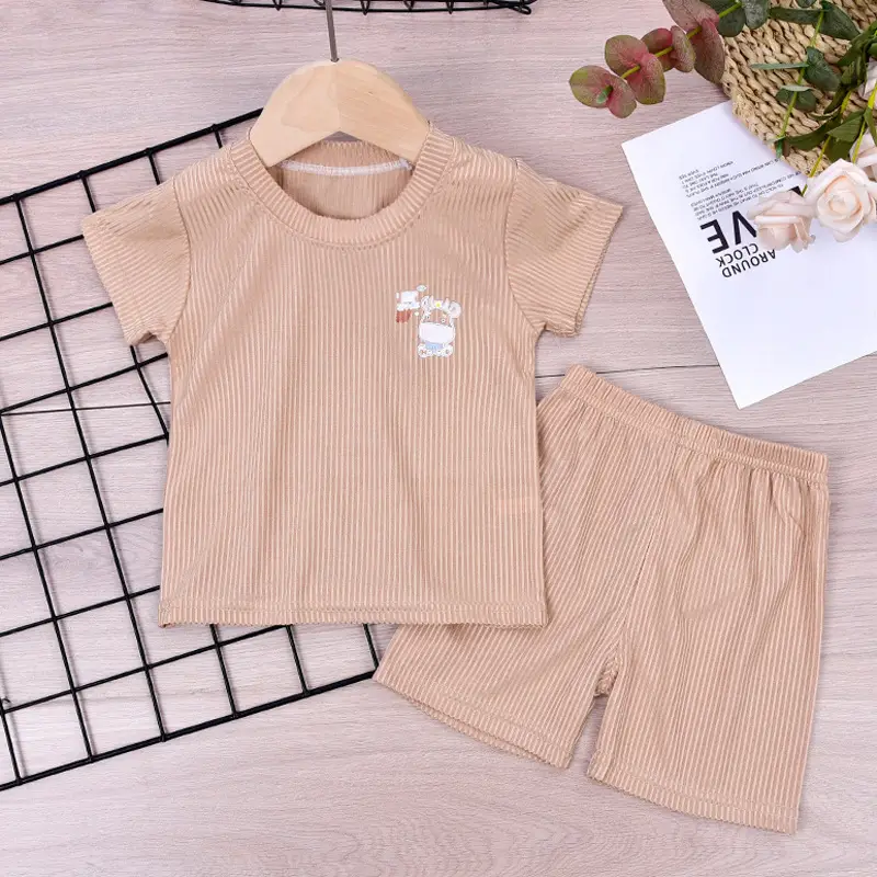 Girls Blue Cartoon T-Shirt Shorts Set Summer Cotton - Image 7