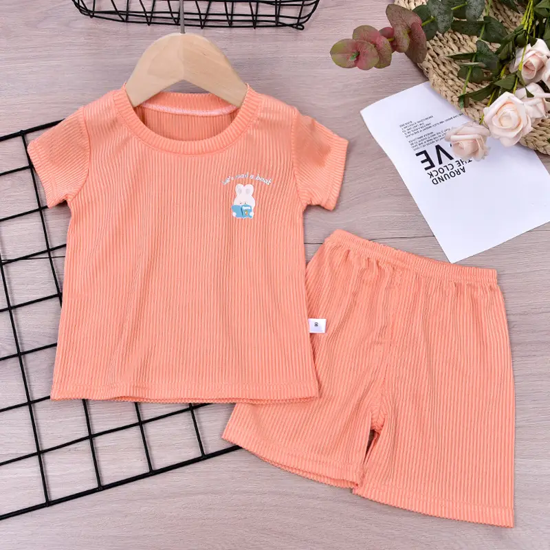 Girls Blue Cartoon T-Shirt Shorts Set Summer Cotton - Image 8