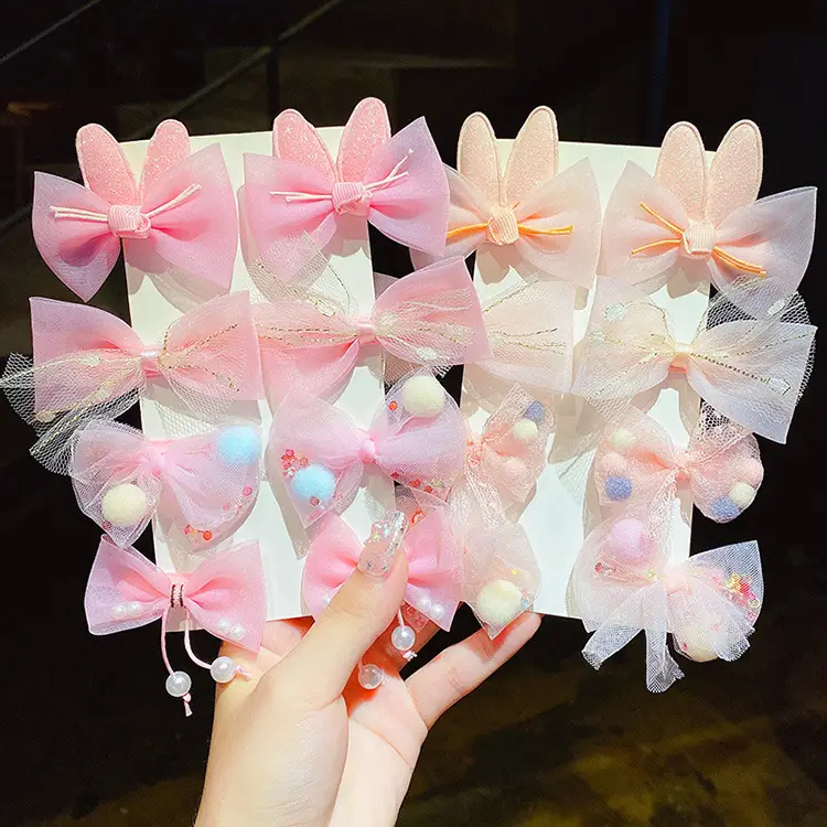 Girls' Glitter Bow Hairpins with Pearl Tails - Image 6