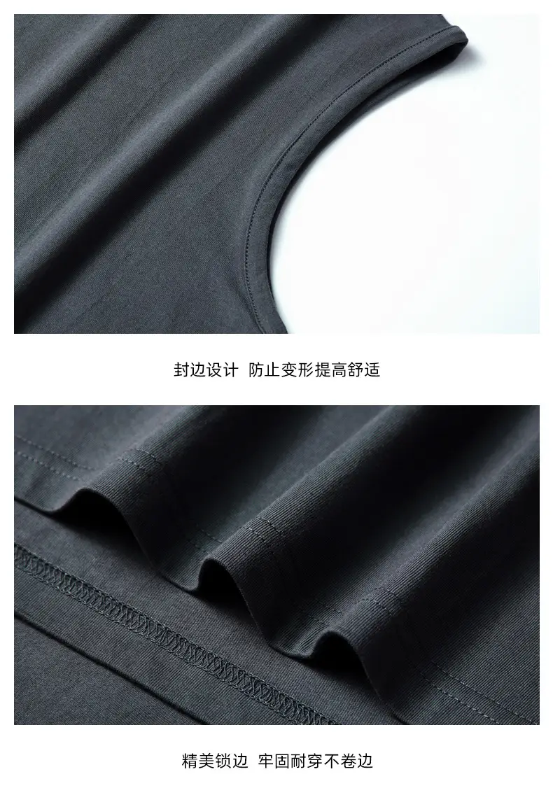 Men's Pure Cotton Black Sleeveless Vest — feature 9