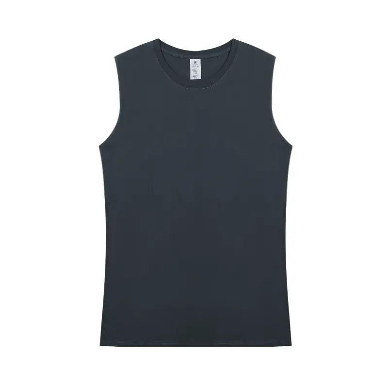 Men's Pure Cotton Black Sleeveless Vest - Image 3