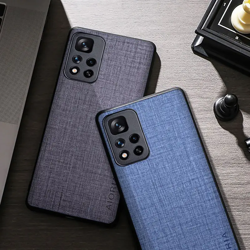 Xiaomi Redmi Note 11 Pro Phone Case Non-Slip Canvas Blue Grey - Image 5