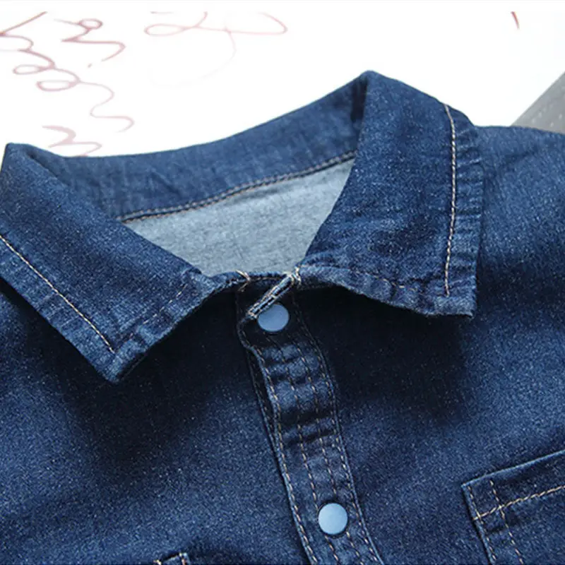 Boys Denim Button Collar Shirt Blue - Image 4
