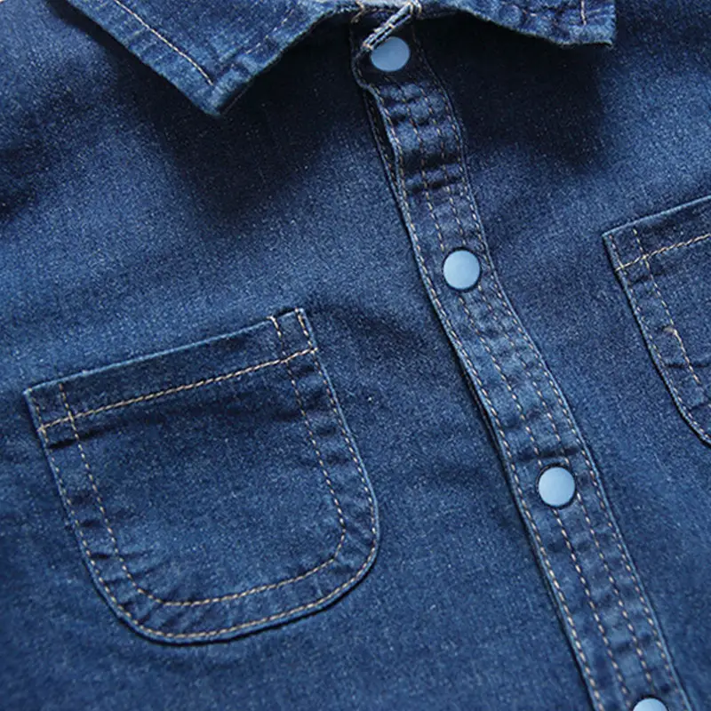 Boys Denim Button Collar Shirt Blue - Image 5