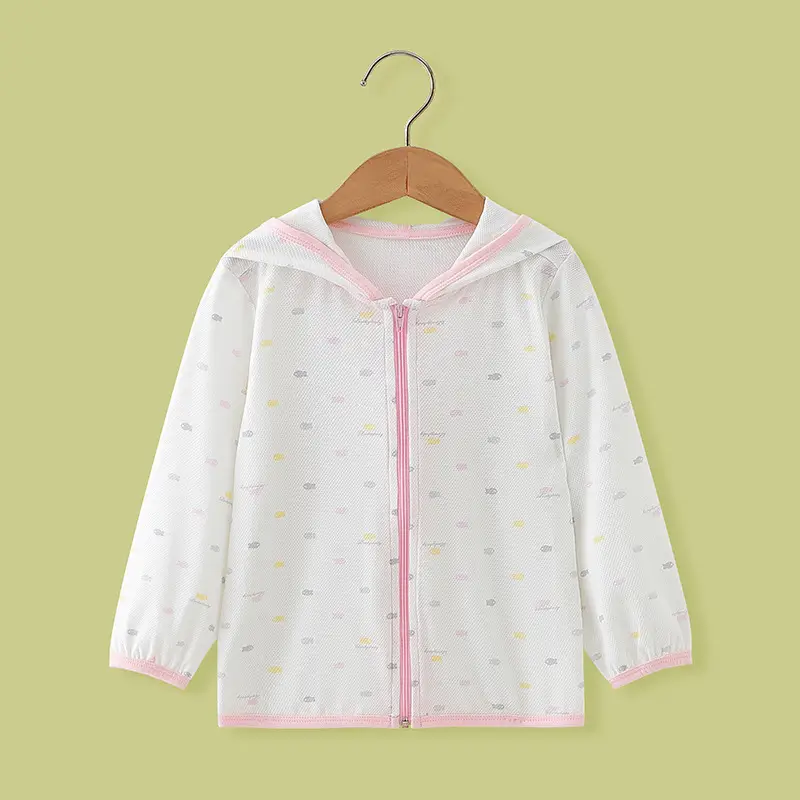Baby Hooded Sunproof Jacket White Blue Modal