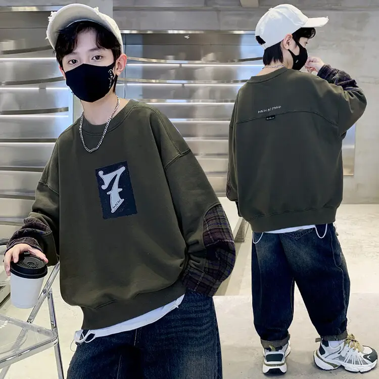 Boys Sweatshirt Spring 2025 Green White Graphic - Image 10