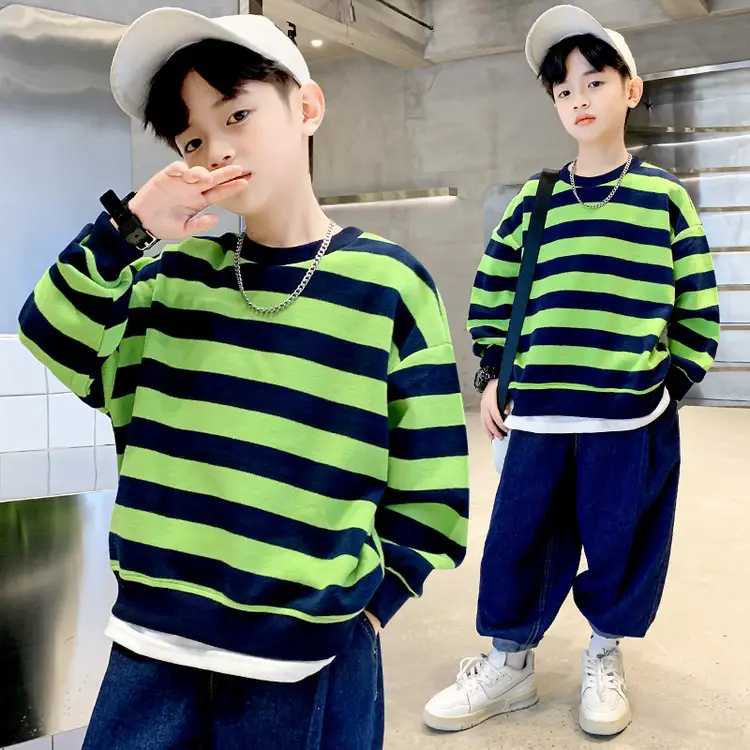 Boys Sweatshirt Spring 2025 Green White Graphic - Image 14