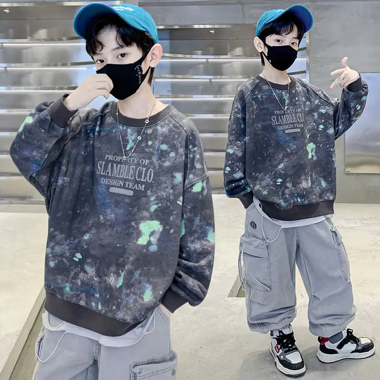 Boys Sweatshirt Spring 2025 Green White Graphic - Image 16