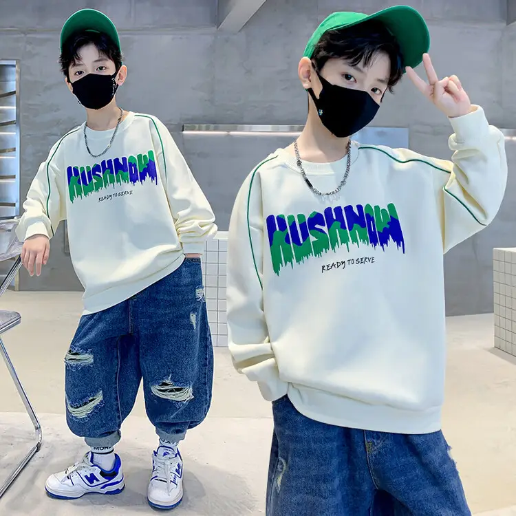 Boys Sweatshirt Spring 2025 Green White Graphic - Image 7
