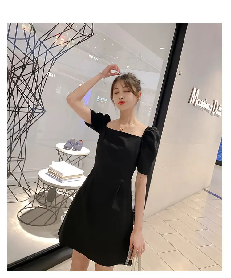 Black Slim Fit Puff Sleeve Dress for Women 2025 — feature 7