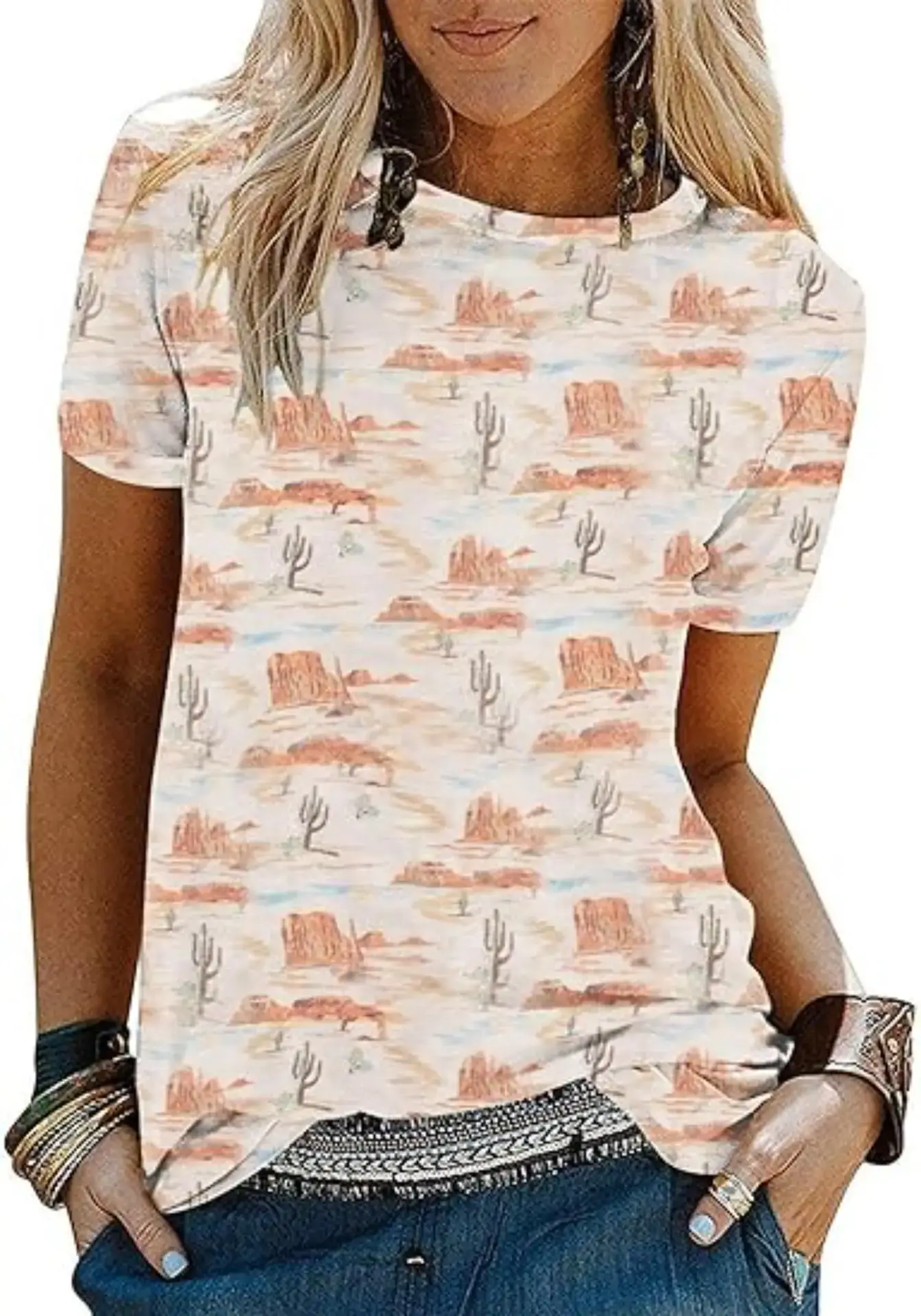 Women's Printed Short Sleeve T-Shirt Western Retro Ethnic Style - Image 5