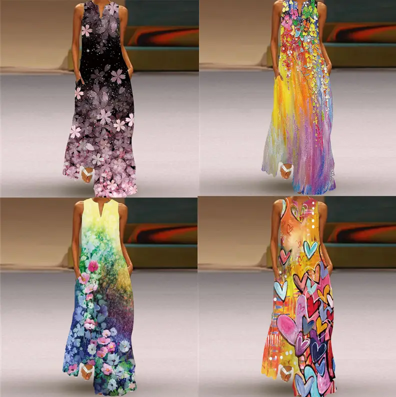 V-Neck Sleeveless Heart Print Dress for Women — feature 2
