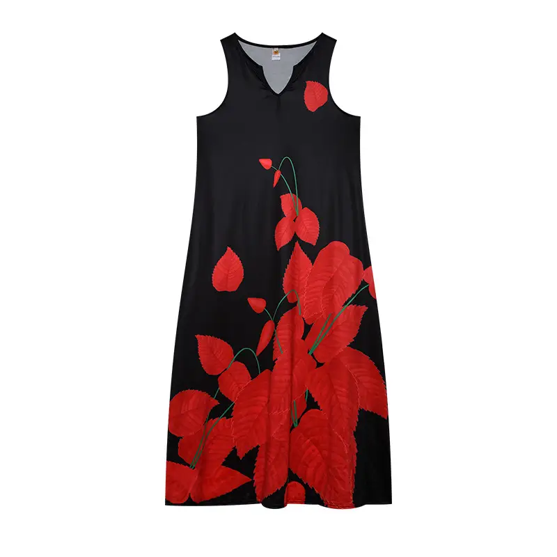 2022 V-Neck Sleeveless Long Dress Rose Print — feature 22