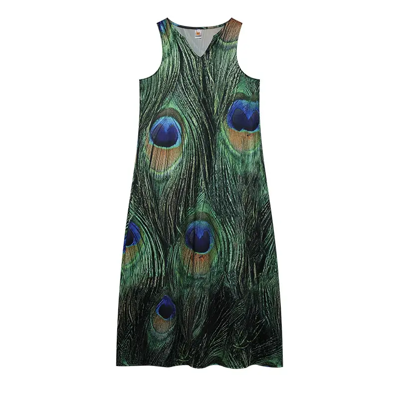 2022 V-Neck Sleeveless Long Dress Rose Print — feature 24