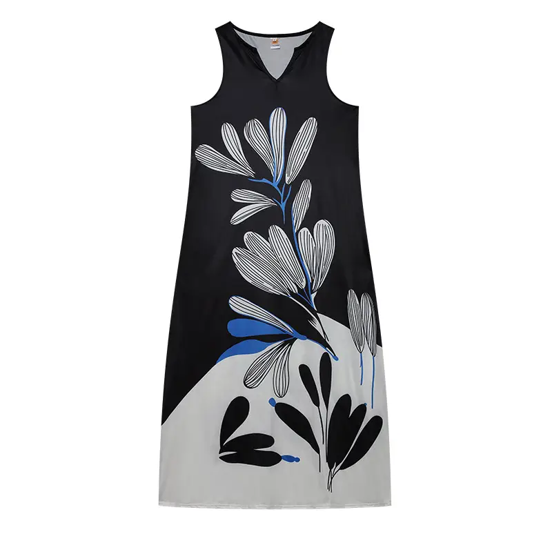 2022 V-Neck Sleeveless Long Dress Rose Print — feature 25