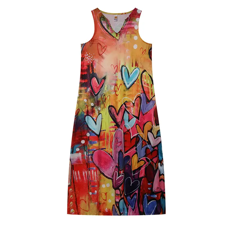2022 V-Neck Sleeveless Long Dress Rose Print — feature 36